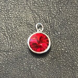 TCS Prism Shape Ruby Red Stone Set in Silver-tone Pendant